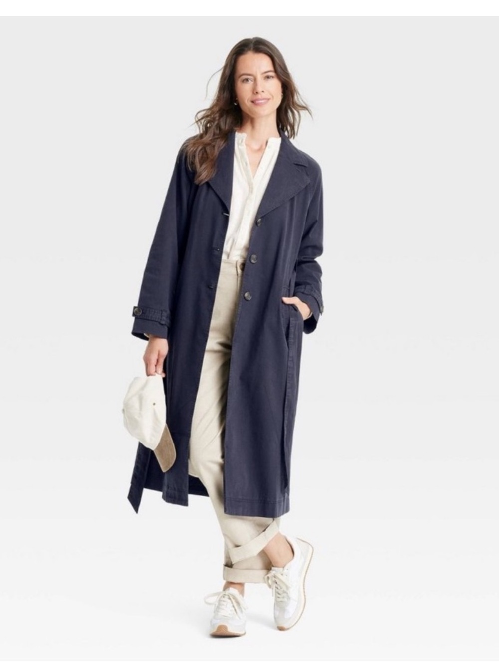 Universal Thread Women's Navy Blue Trench Coat L
